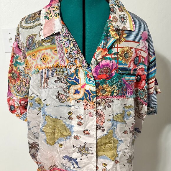 GUC Johnny Was Johnny Was Logan Silk Top and Shorts Set - Picture 2 of 8